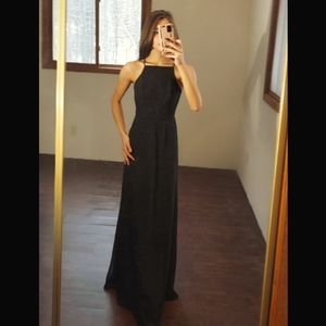 David's Bridal- Sz 0 Black Chiffon High-Neck Bridesmaid Dress